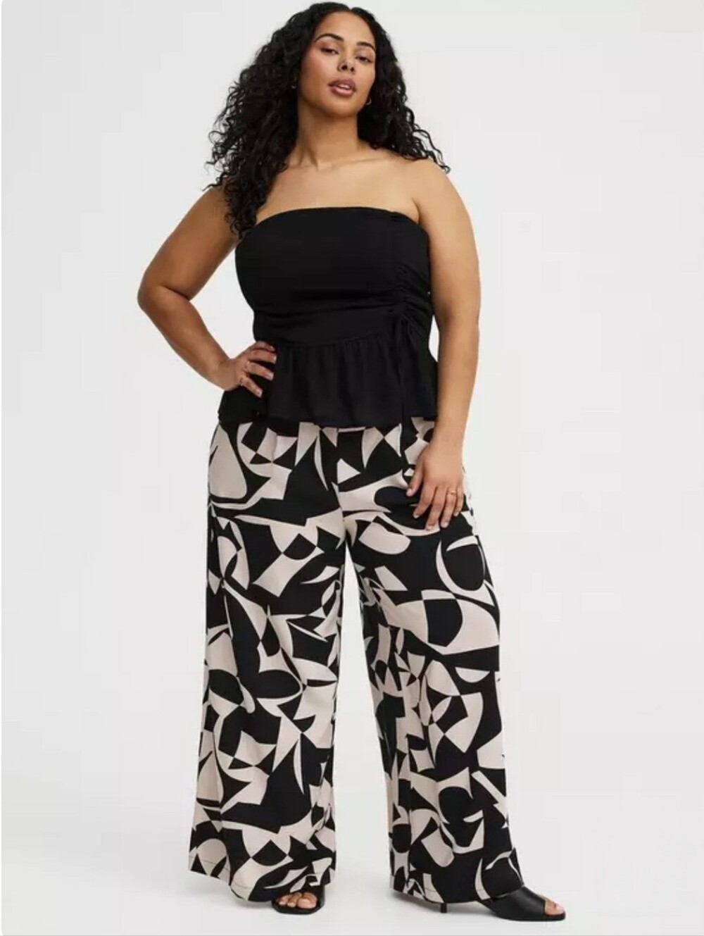 NWT Torrid High Rise Pull On Wide Leg Pants Challis Black Ivory Cali Geo 1 1X 1R
